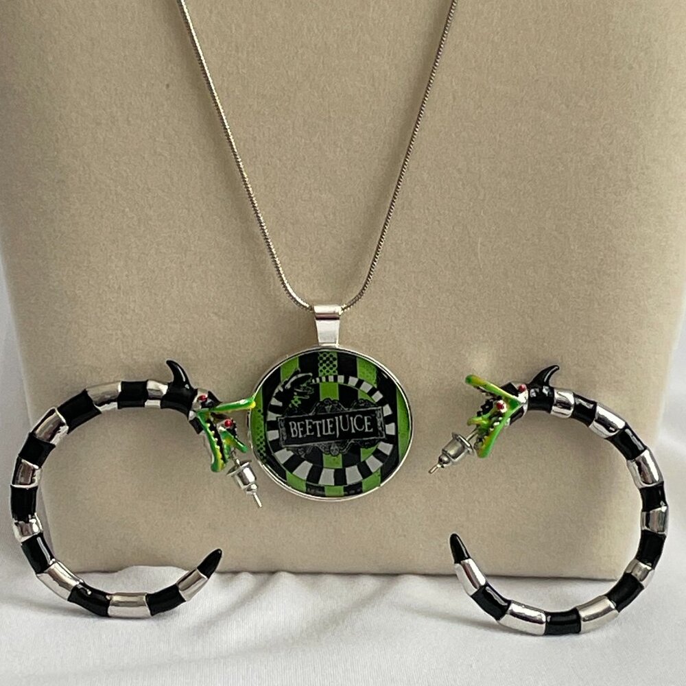Beetle Juice Necklace and Earrings
